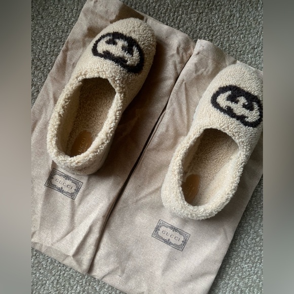 Gucci • Elsa 5 Interlocking G Sherpa Clog Slipper NWT New in Box Size 38 - Picture 15 of 16